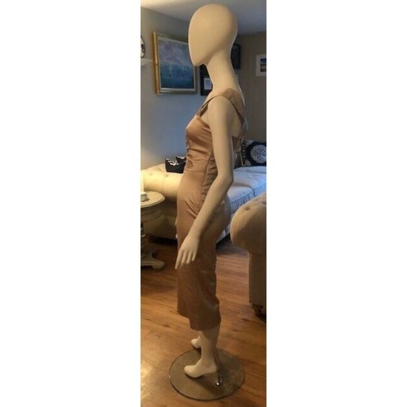 NWT $1K TEMPERLEY LONDON CHAMPANGE COLOR ASYMMETRICAL PLEATED DRESS SZ US 4 UK 8 - Picture 6 of 10